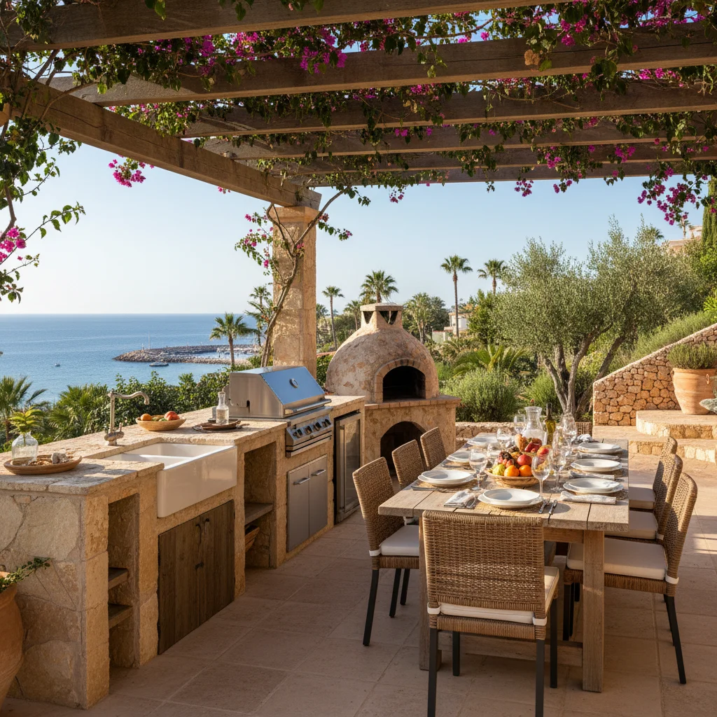 Außenküchen-Einrichtung auf einer mediterranen Terrasse in Alfaz del Pi, Costa Blanca