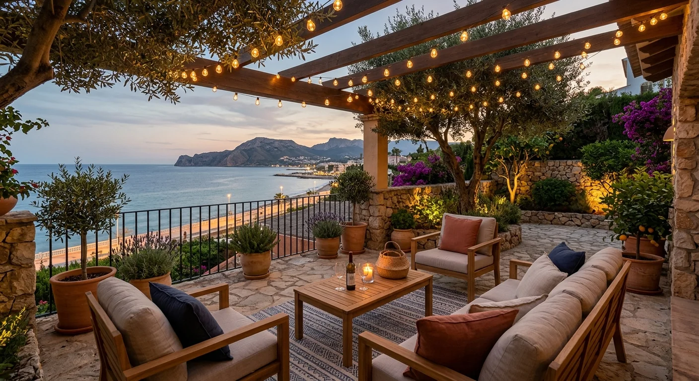 Outdoor Lighting setup on a Mediterranean terrace in Alfaz del Pi, Costa Blanca