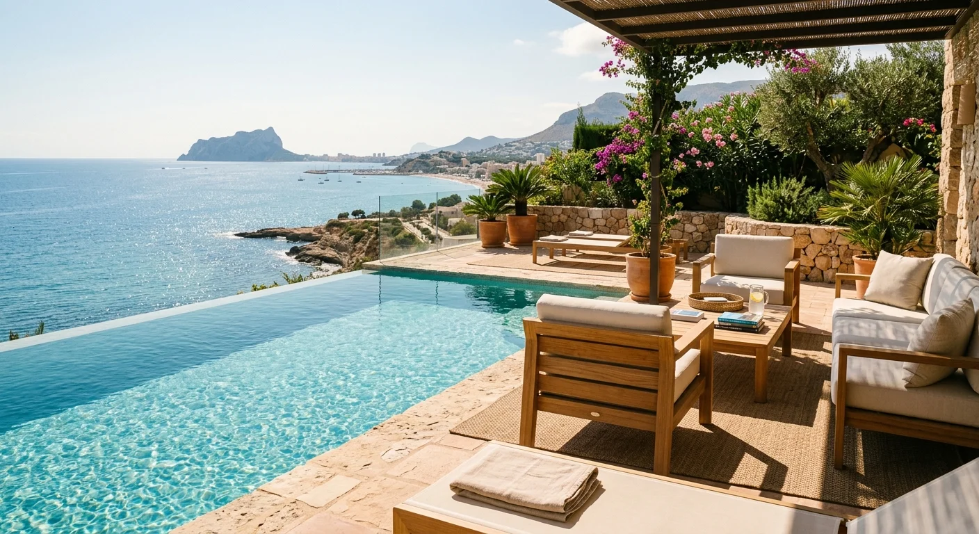 Swimming Pools setup on a Mediterranean terrace in Alfaz del Pi, Costa Blanca