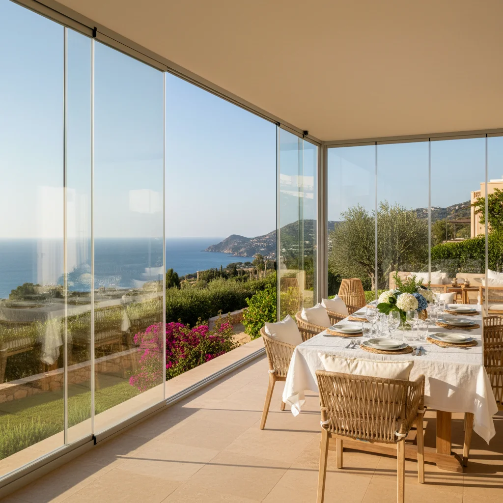 Instalación de cortinas de cristal en una terraza mediterránea en Algorfa, Costa Blanca