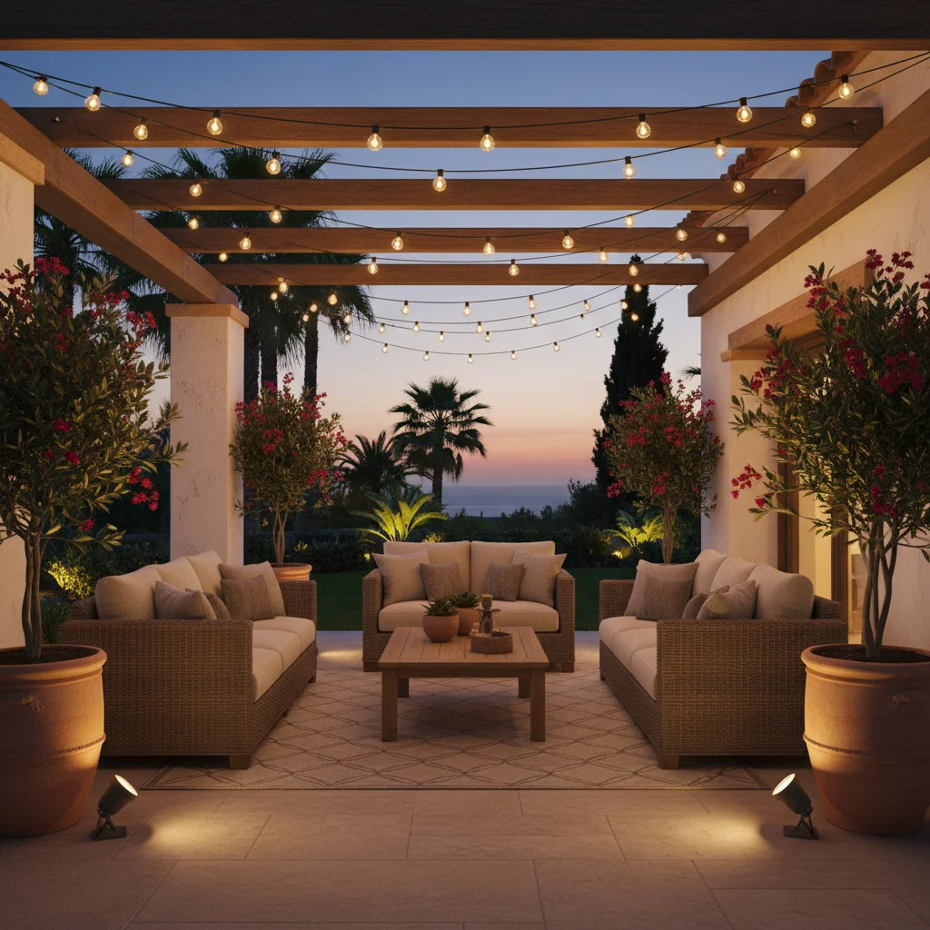 Outdoor Lighting setup on a Mediterranean terrace in Algorfa, Costa Blanca