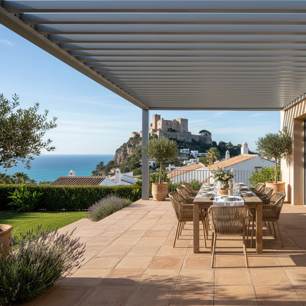 Instalación de pérgolas bioclimáticas en una terraza mediterránea en Alicante, Costa Blanca