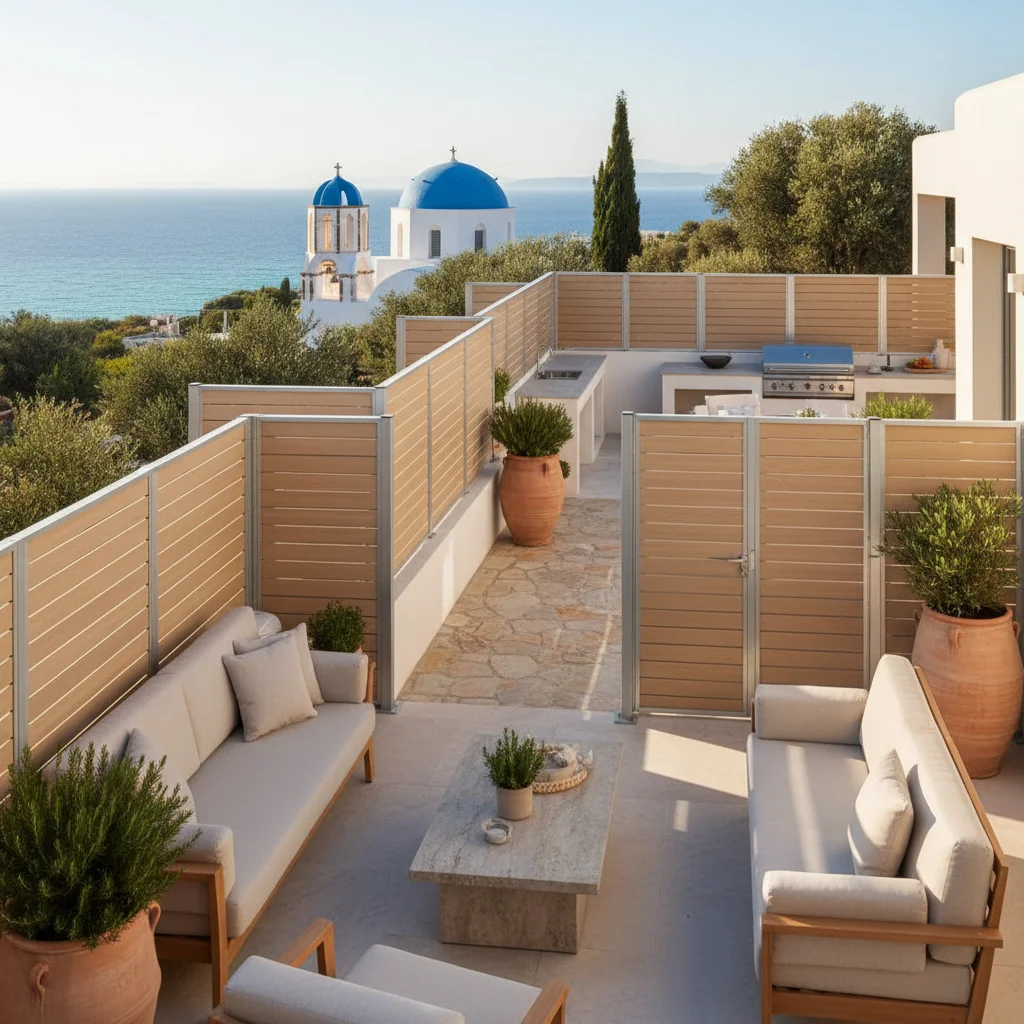 Instalación de vallas y cercas de jardín en una terraza mediterránea en Altea, Costa Blanca