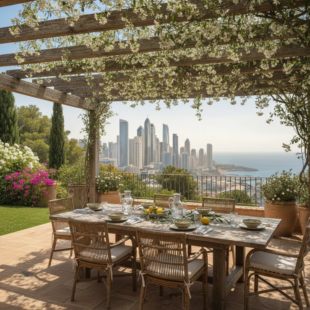 Fixed Pergolas setup on a Mediterranean terrace in Benidorm, Costa Blanca
