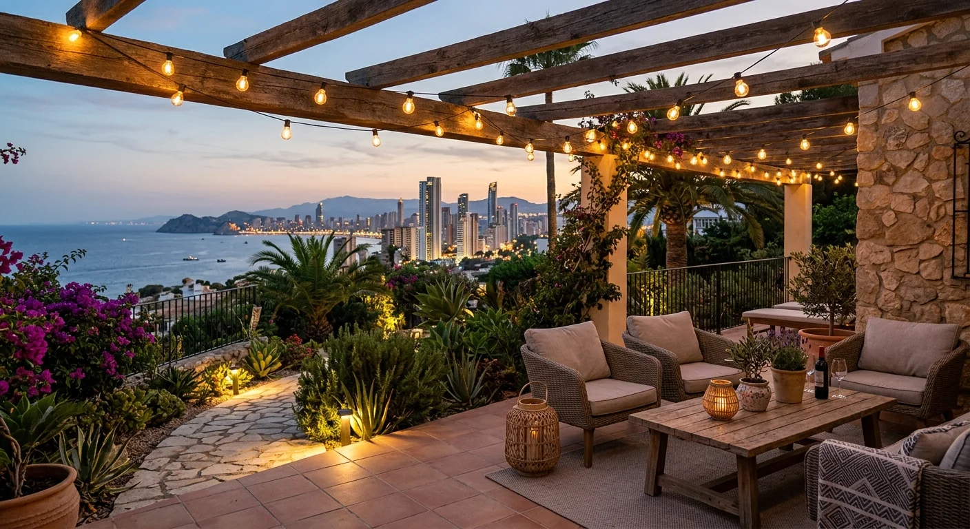 Outdoor Lighting setup on a Mediterranean terrace in Benidorm, Costa Blanca