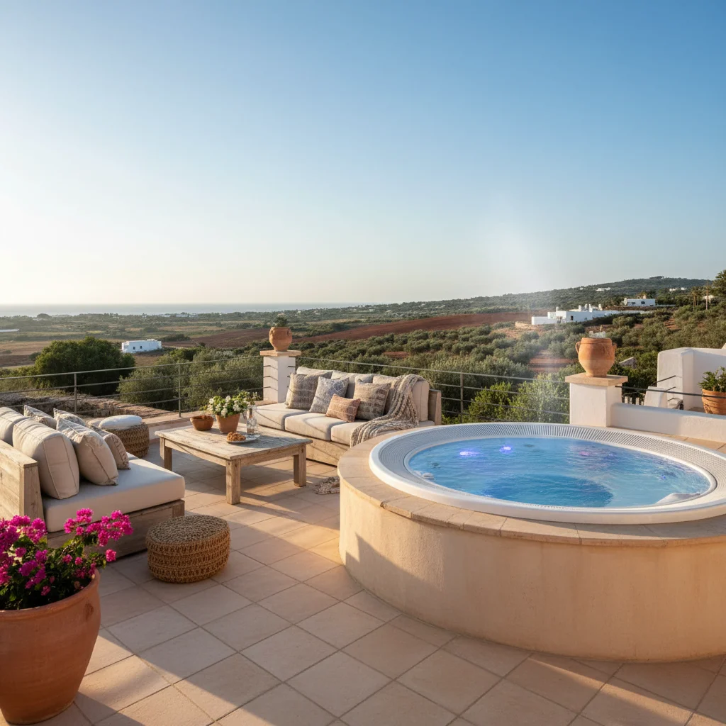 Instalación de jacuzzis y spas en una terraza mediterránea en Benissa, Costa Blanca
