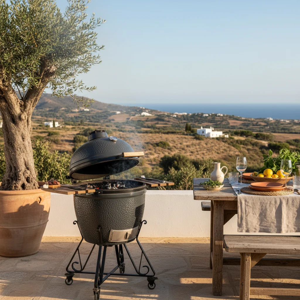Kamado Grills-Einrichtung auf einer mediterranen Terrasse in Benissa, Costa Blanca