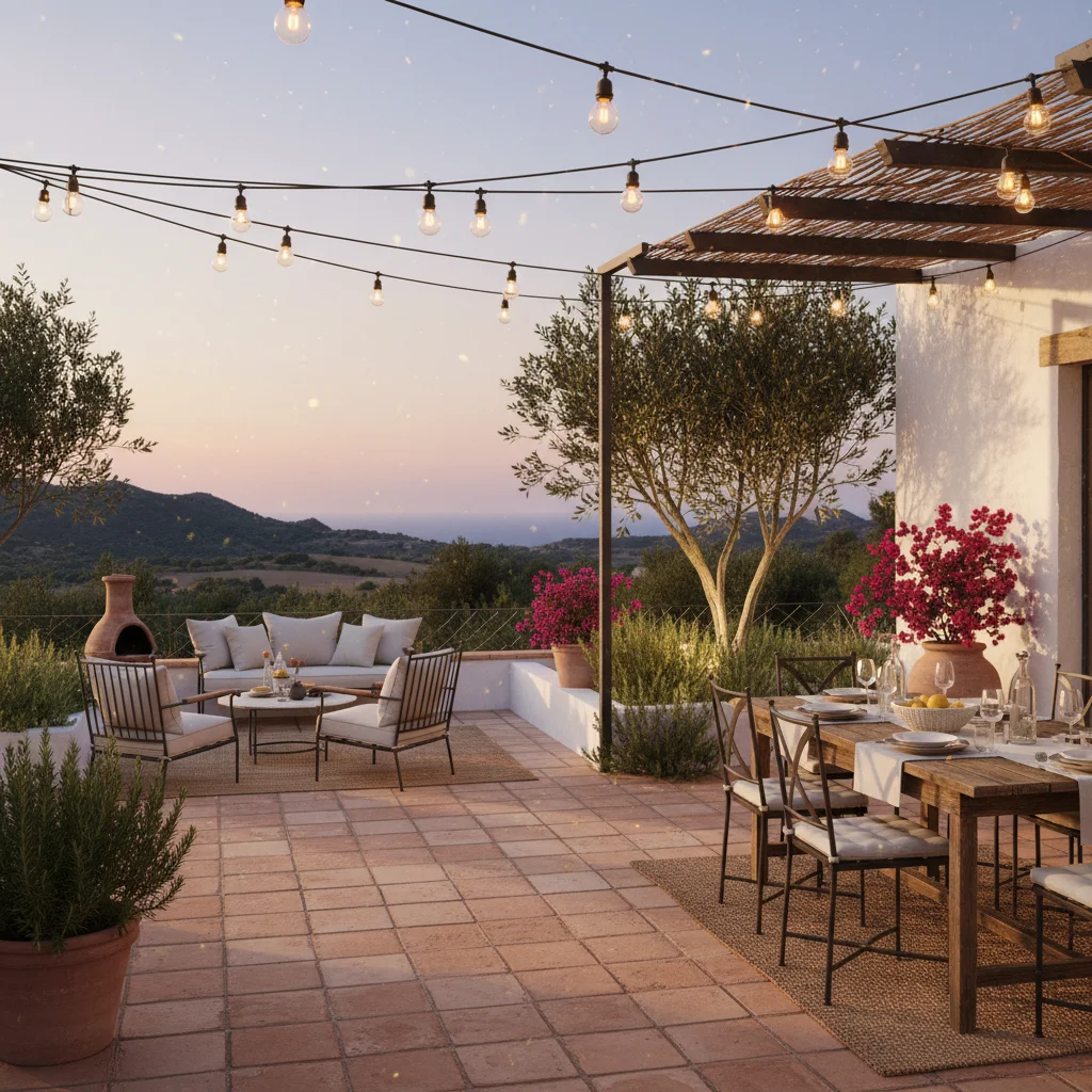 Instalación de iluminación exterior en una terraza mediterránea en Benissa, Costa Blanca