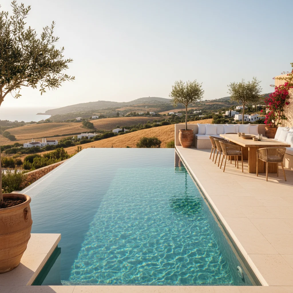 Instalación de piscinas en una terraza mediterránea en Benissa, Costa Blanca