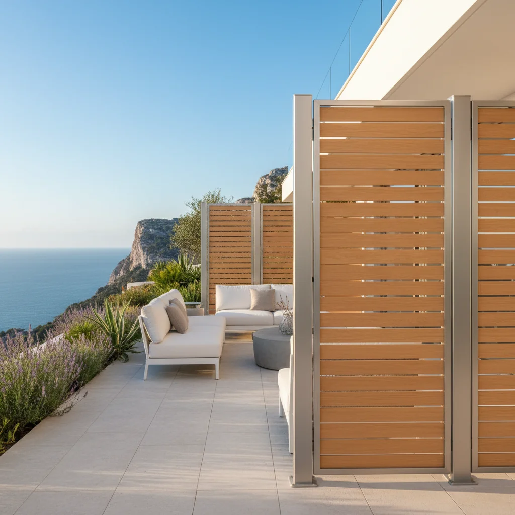 Instalación de vallas y cercas de jardín en una terraza mediterránea en Benitachell, Costa Blanca