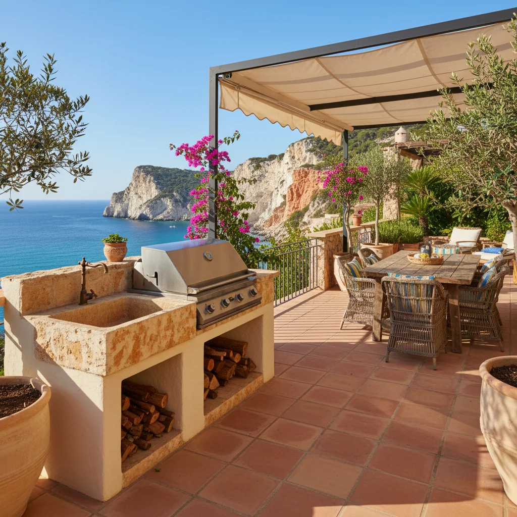Außenküchen-Einrichtung auf einer mediterranen Terrasse in Benitachell, Costa Blanca