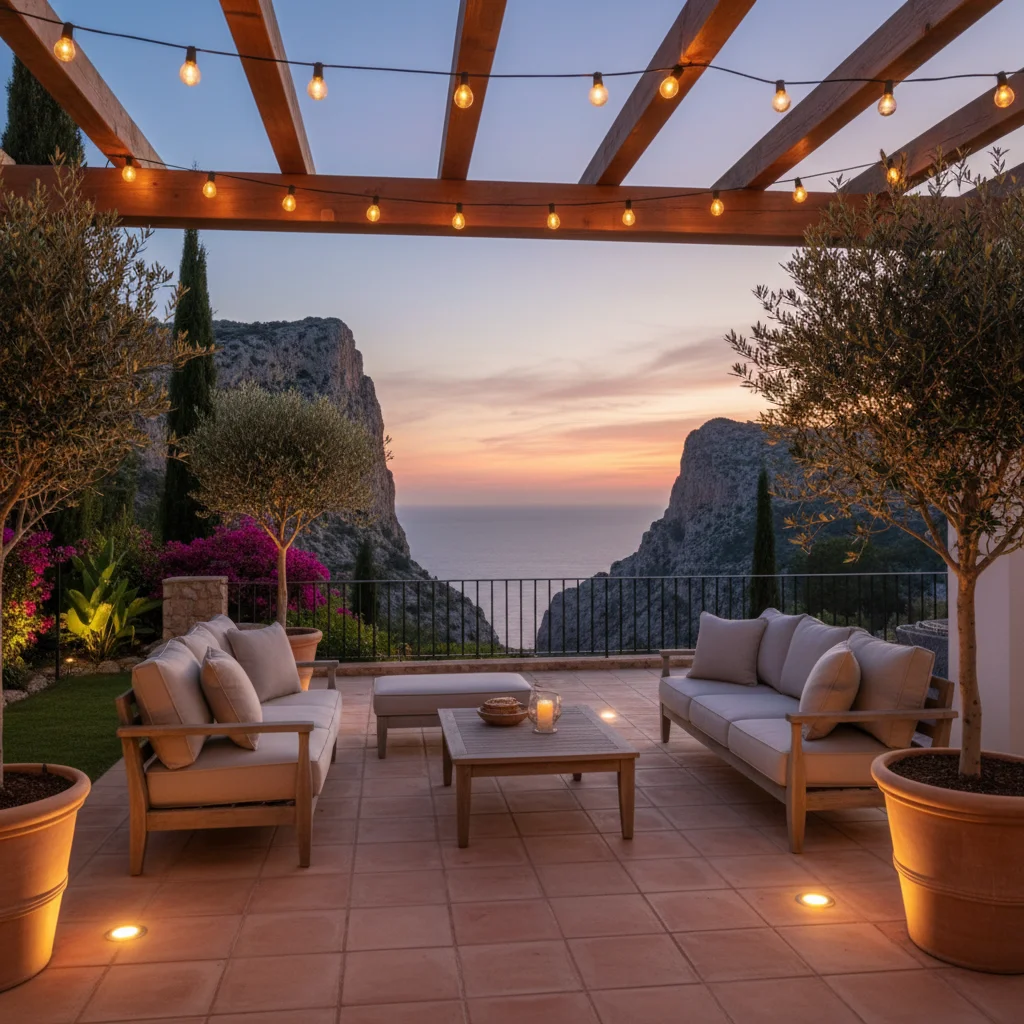 Outdoor Lighting setup on a Mediterranean terrace in Benitachell, Costa Blanca