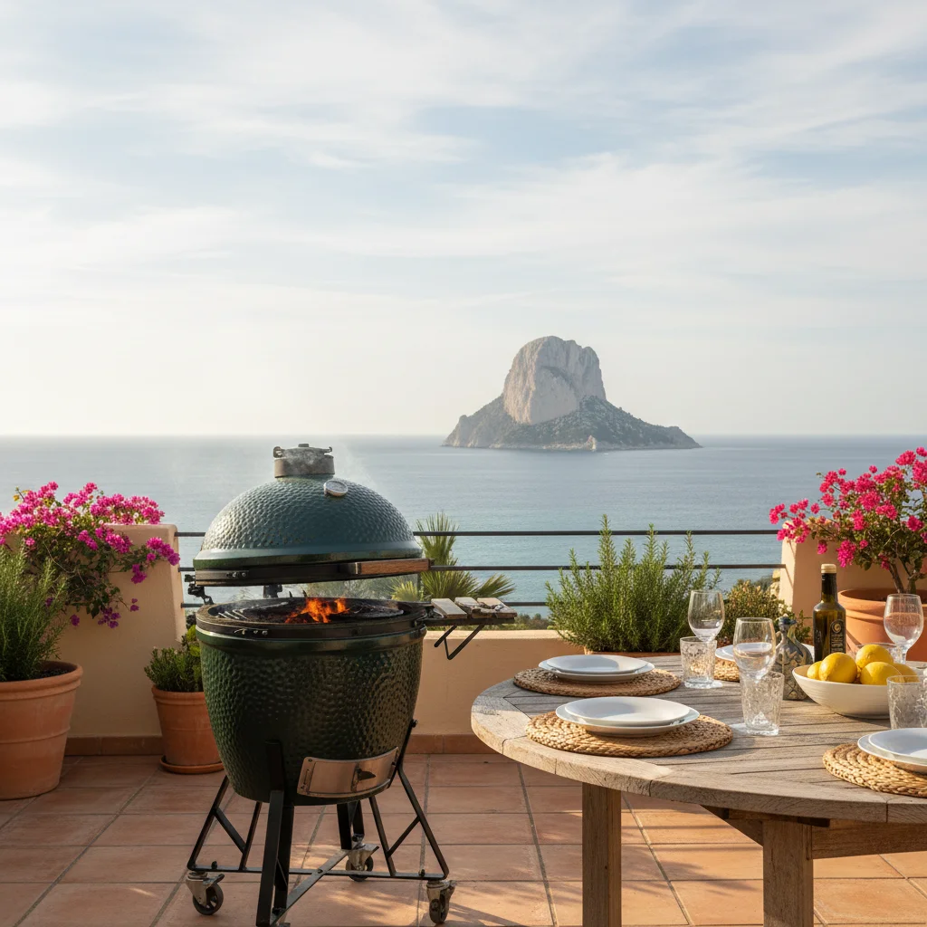 Kamado Grills-Einrichtung auf einer mediterranen Terrasse in Calpe, Costa Blanca