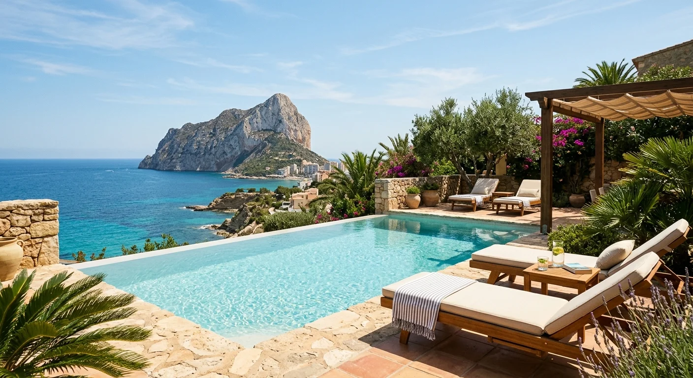 Instalación de piscinas en una terraza mediterránea en Calpe, Costa Blanca