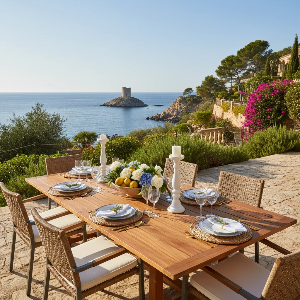 Outdoor Dining Sets setup on a Mediterranean terrace in El Campello, Costa Blanca