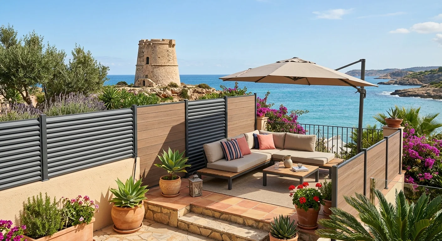 Garden Fencing & Privacy Screens setup on a Mediterranean terrace in El Campello, Costa Blanca