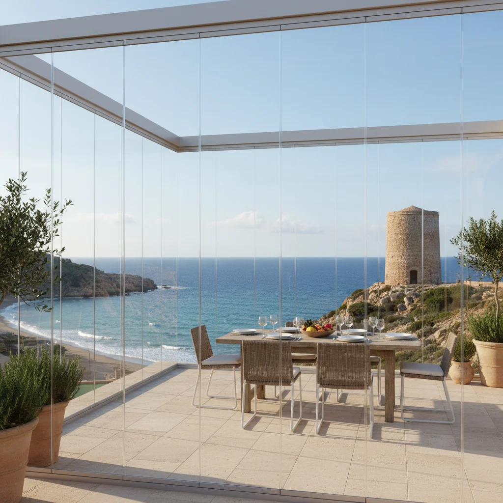 Glass Curtains & Glass Rooms setup on a Mediterranean terrace in El Campello, Costa Blanca