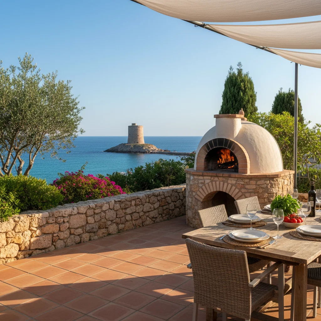 Pizzaöfen-Einrichtung auf einer mediterranen Terrasse in El Campello, Costa Blanca
