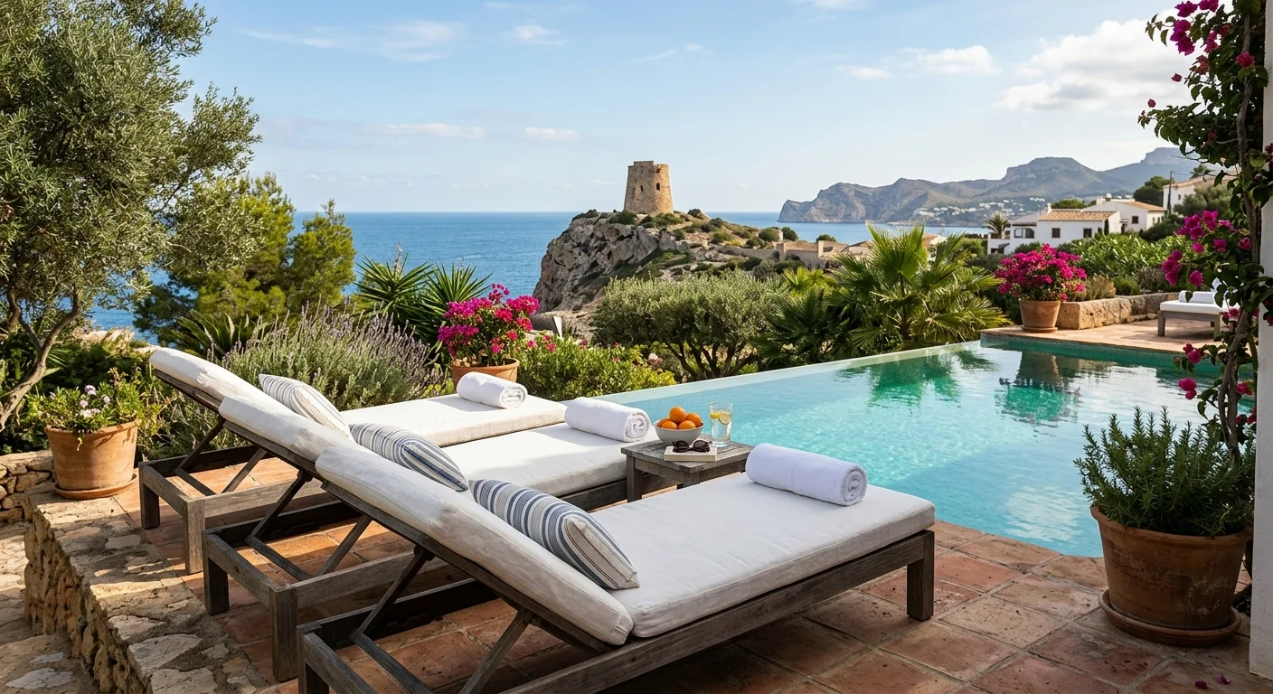 Sun Loungers & Daybeds setup on a Mediterranean terrace in El Campello, Costa Blanca