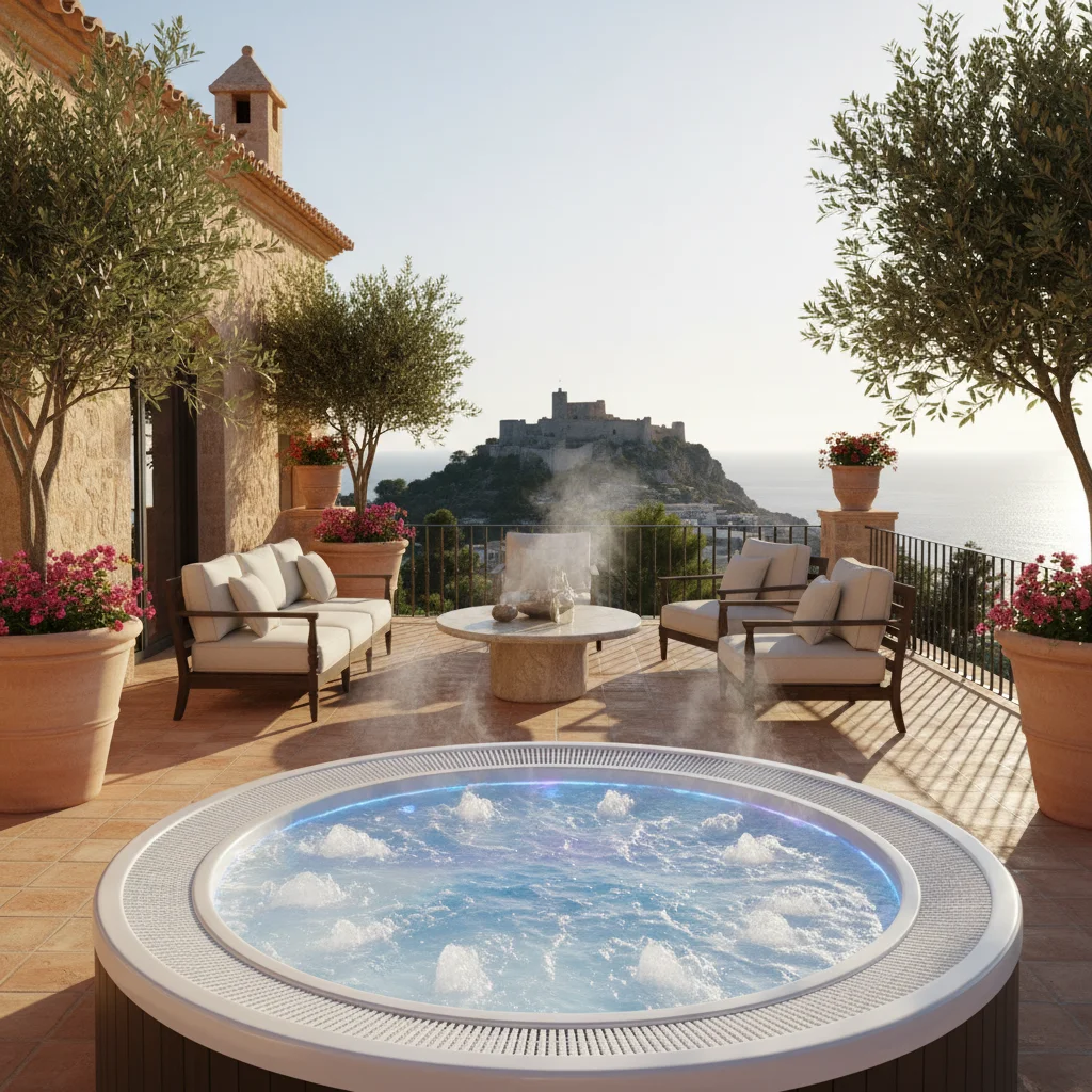 Instalación de jacuzzis y spas en una terraza mediterránea en Dénia, Costa Blanca