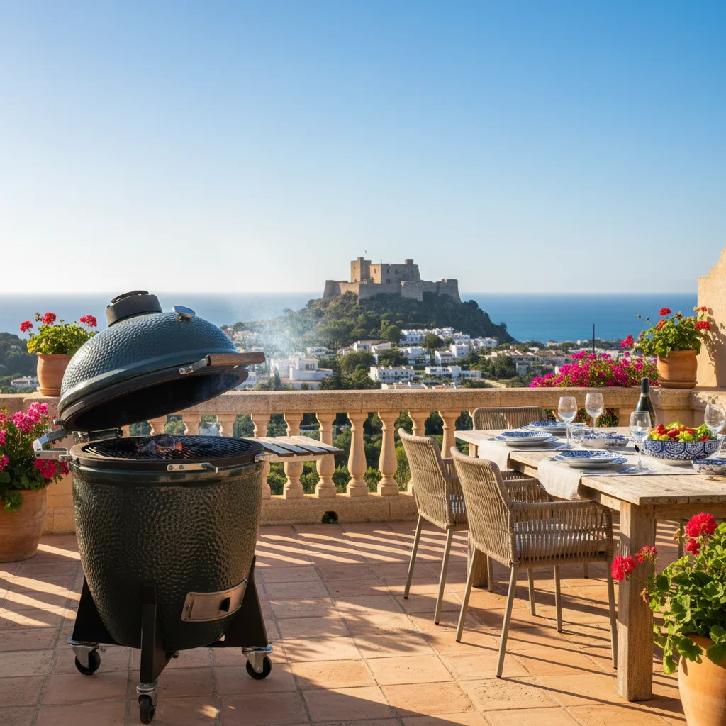 Kamado Grills-Einrichtung auf einer mediterranen Terrasse in Dénia, Costa Blanca