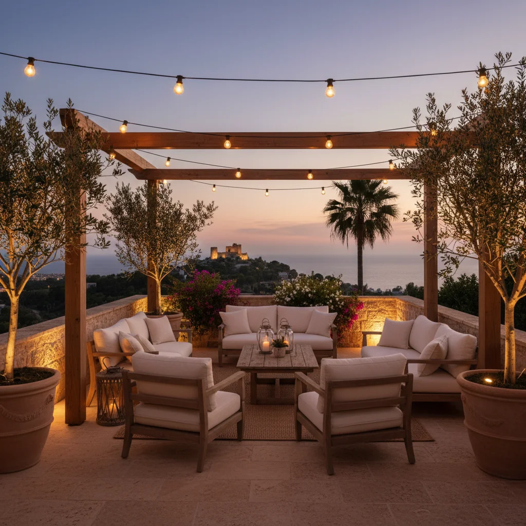 Outdoor Lighting setup on a Mediterranean terrace in Dénia, Costa Blanca