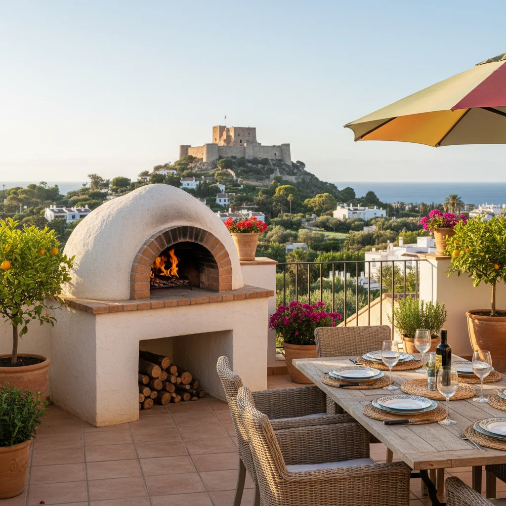 Pizza Ovens setup on a Mediterranean terrace in Dénia, Costa Blanca