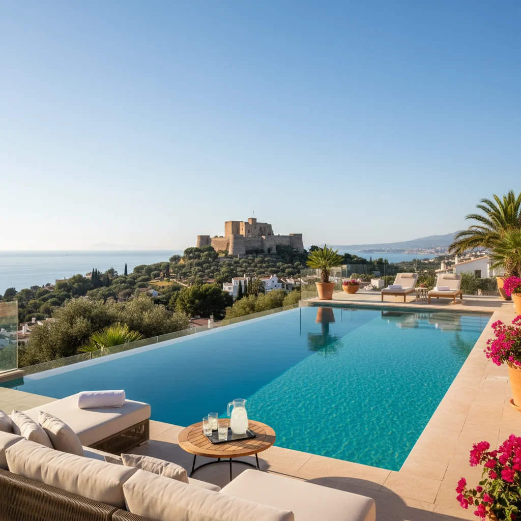 Instalación de piscinas en una terraza mediterránea en Dénia, Costa Blanca