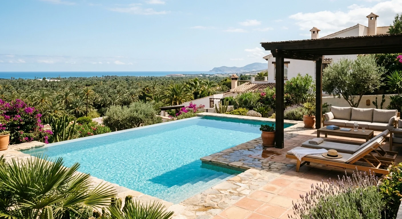 Instalación de piscinas en una terraza mediterránea en Elche, Costa Blanca