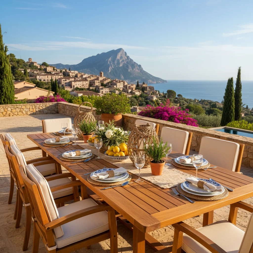 Outdoor Dining Sets setup on a Mediterranean terrace in Finestrat, Costa Blanca