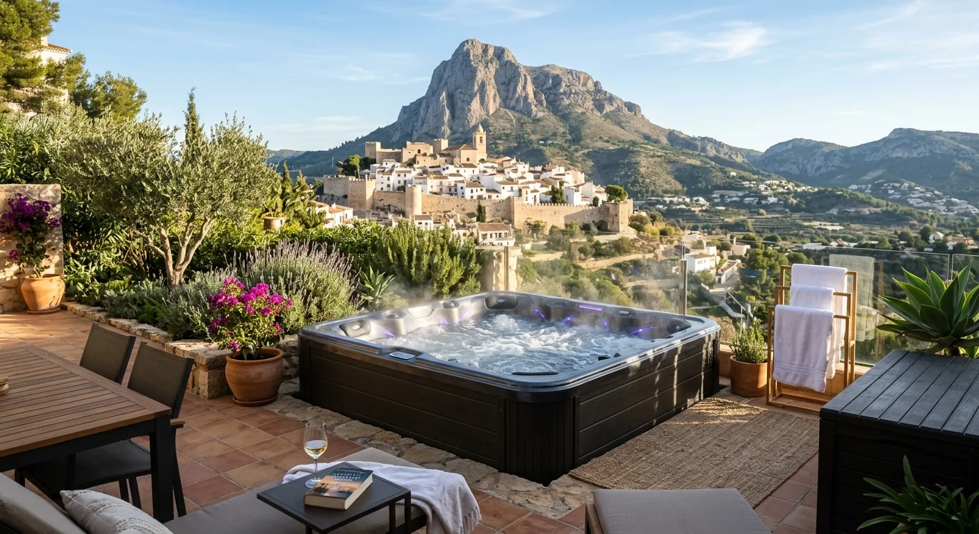 Hot Tubs & Swim Spas setup on a Mediterranean terrace in Finestrat, Costa Blanca