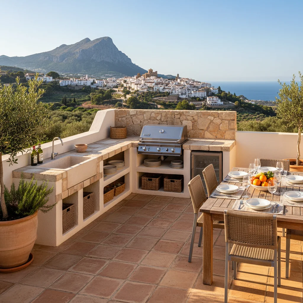 Außenküchen-Einrichtung auf einer mediterranen Terrasse in Finestrat, Costa Blanca