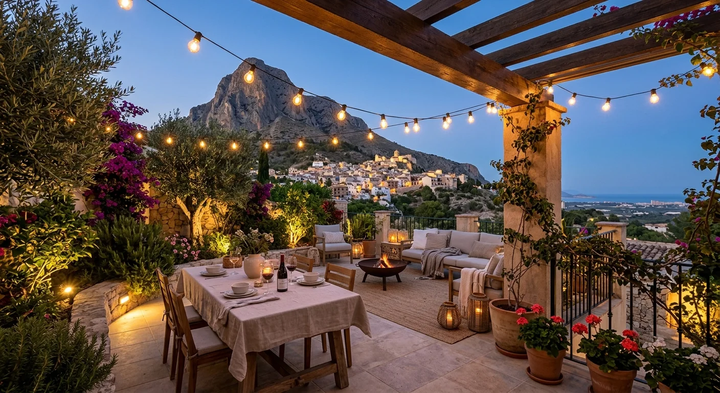 Outdoor Lighting setup on a Mediterranean terrace in Finestrat, Costa Blanca