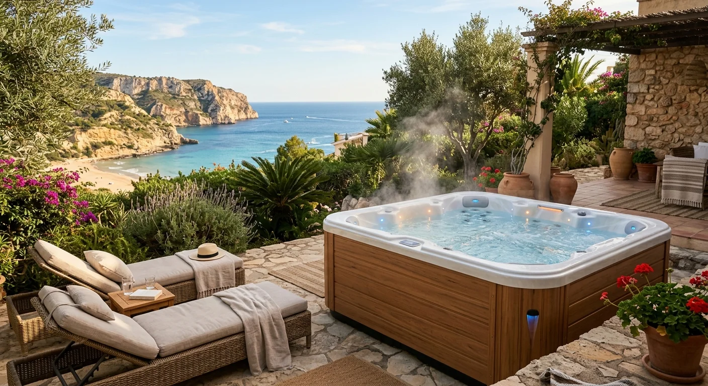 Instalación de jacuzzis y spas en una terraza mediterránea en Gran Alacant, Costa Blanca