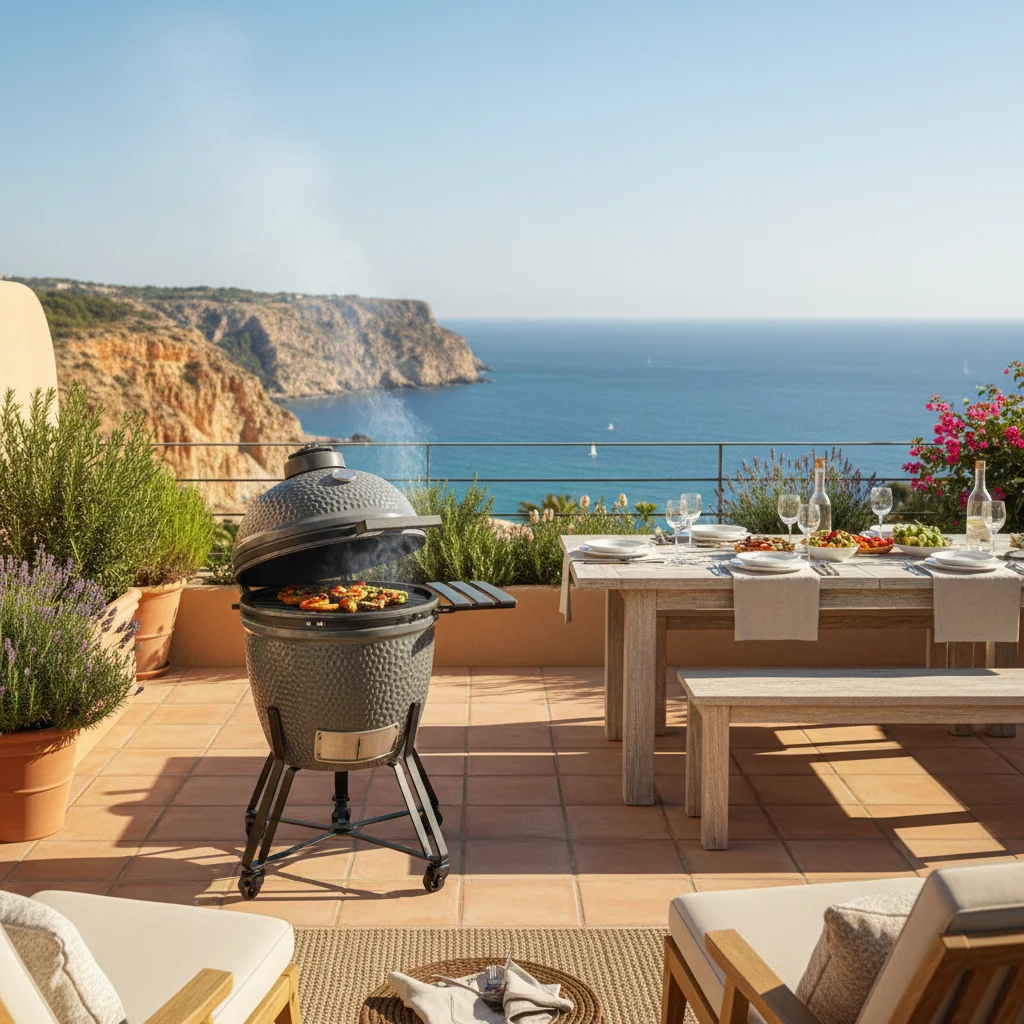Kamado Grills-Einrichtung auf einer mediterranen Terrasse in Gran Alacant, Costa Blanca