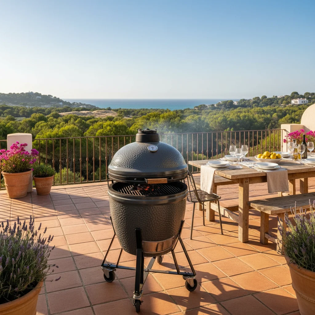 Kamado Grills-Einrichtung auf einer mediterranen Terrasse in Guardamar del Segura, Costa Blanca