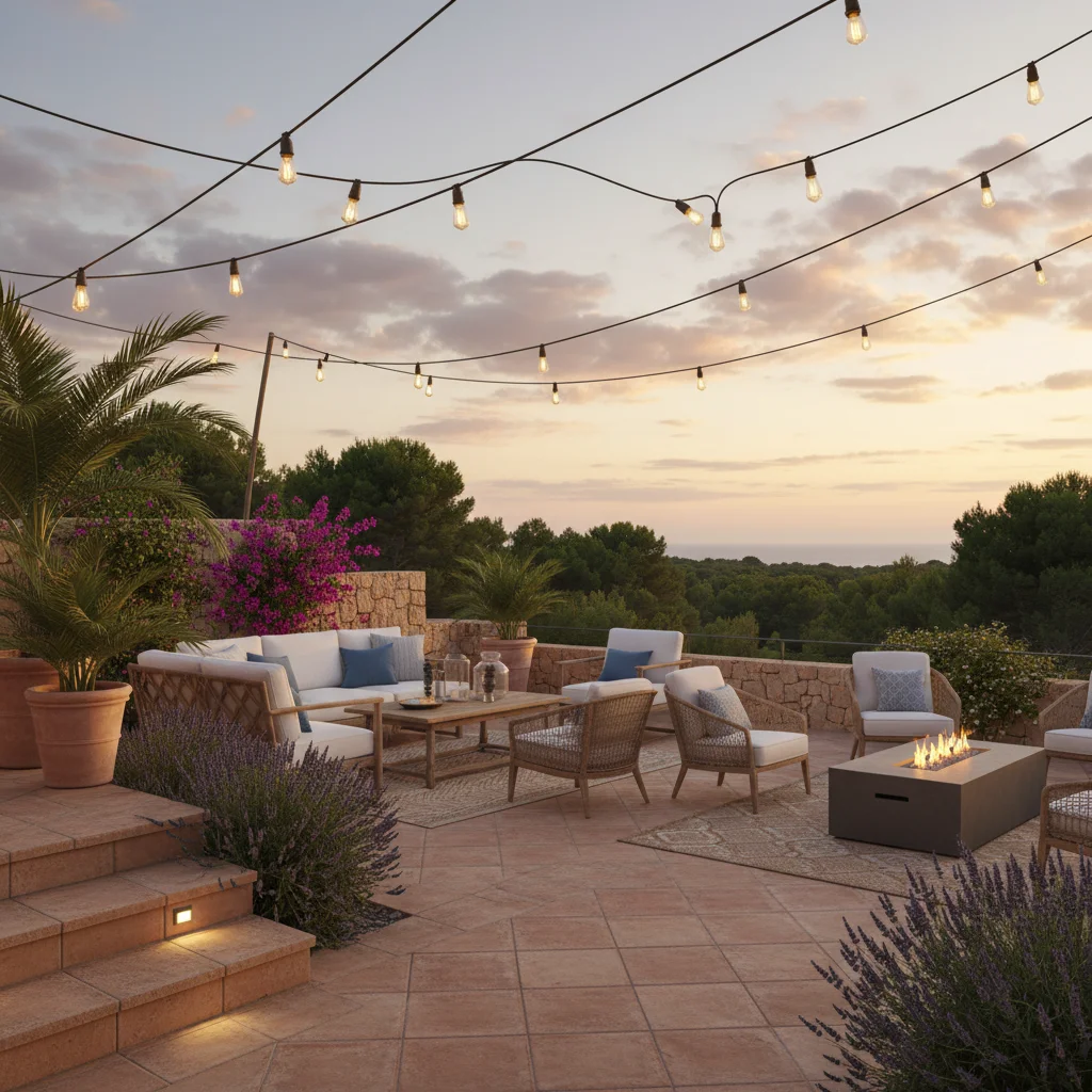 Outdoor Lighting setup on a Mediterranean terrace in Guardamar del Segura, Costa Blanca