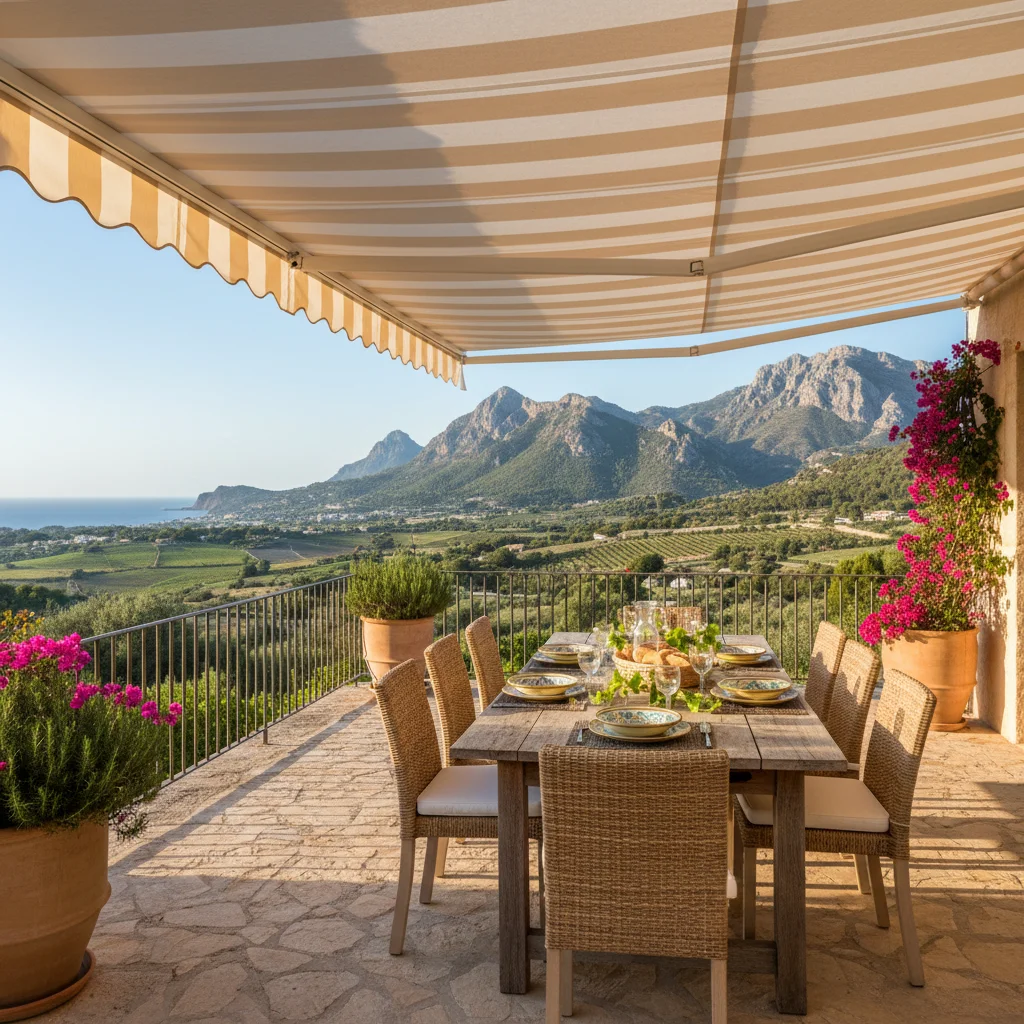 Instalación de toldos en una terraza mediterránea en Jalón, Costa Blanca