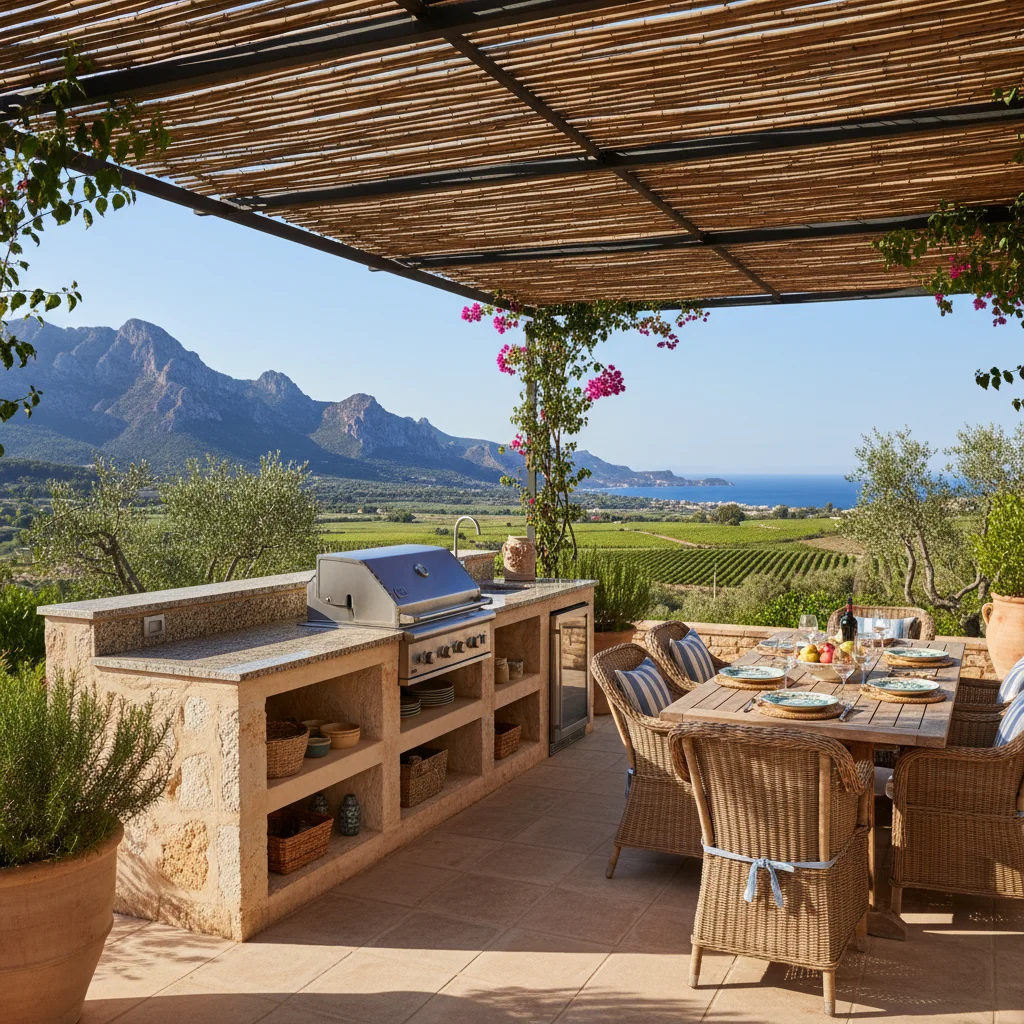 Außenküchen-Einrichtung auf einer mediterranen Terrasse in Jalón, Costa Blanca