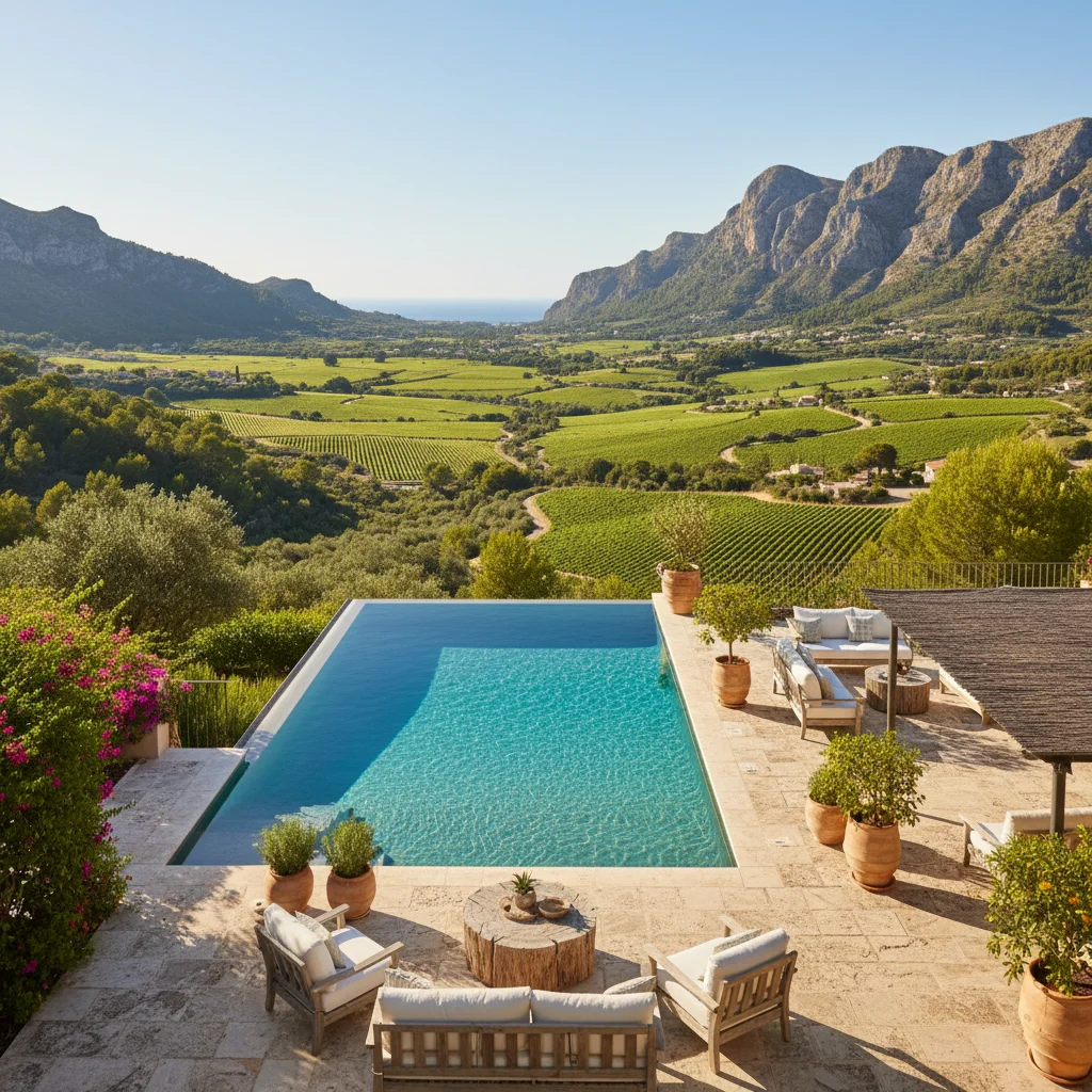 Instalación de piscinas en una terraza mediterránea en Jalón, Costa Blanca