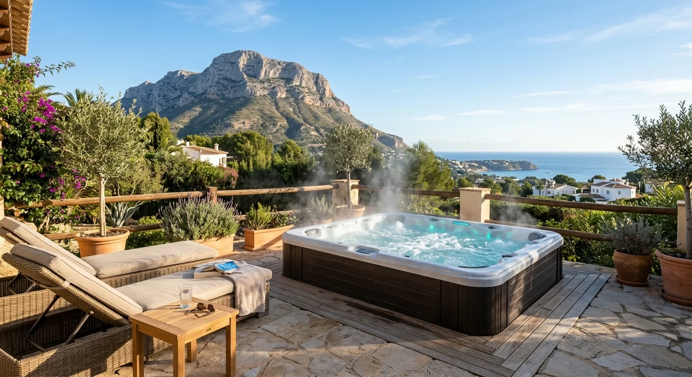 Instalación de jacuzzis y spas en una terraza mediterránea en Jávea, Costa Blanca