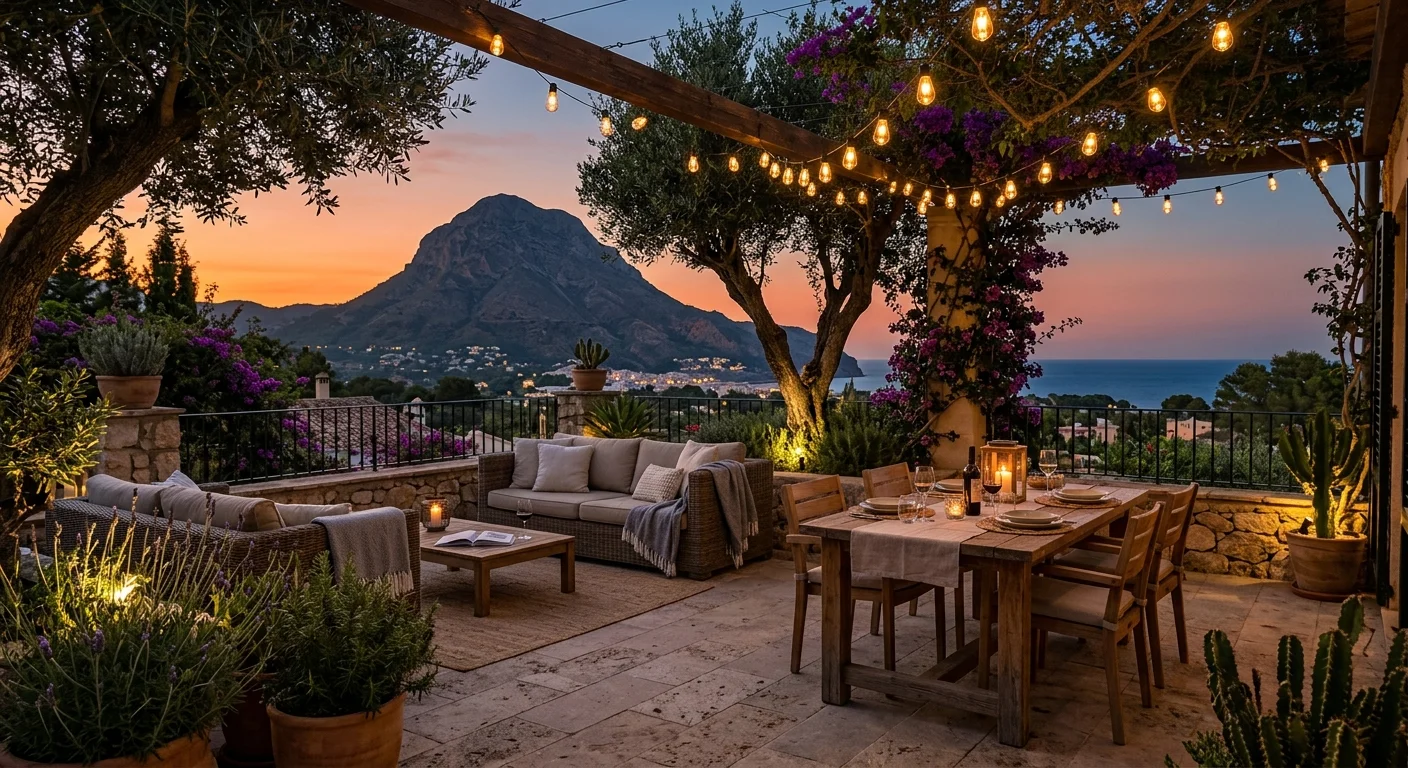 Outdoor Lighting setup on a Mediterranean terrace in Jávea, Costa Blanca