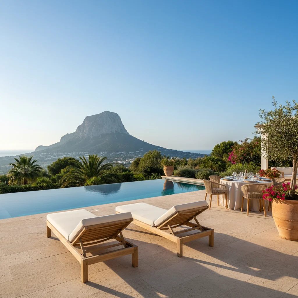 Sun Loungers & Daybeds setup on a Mediterranean terrace in Jávea, Costa Blanca