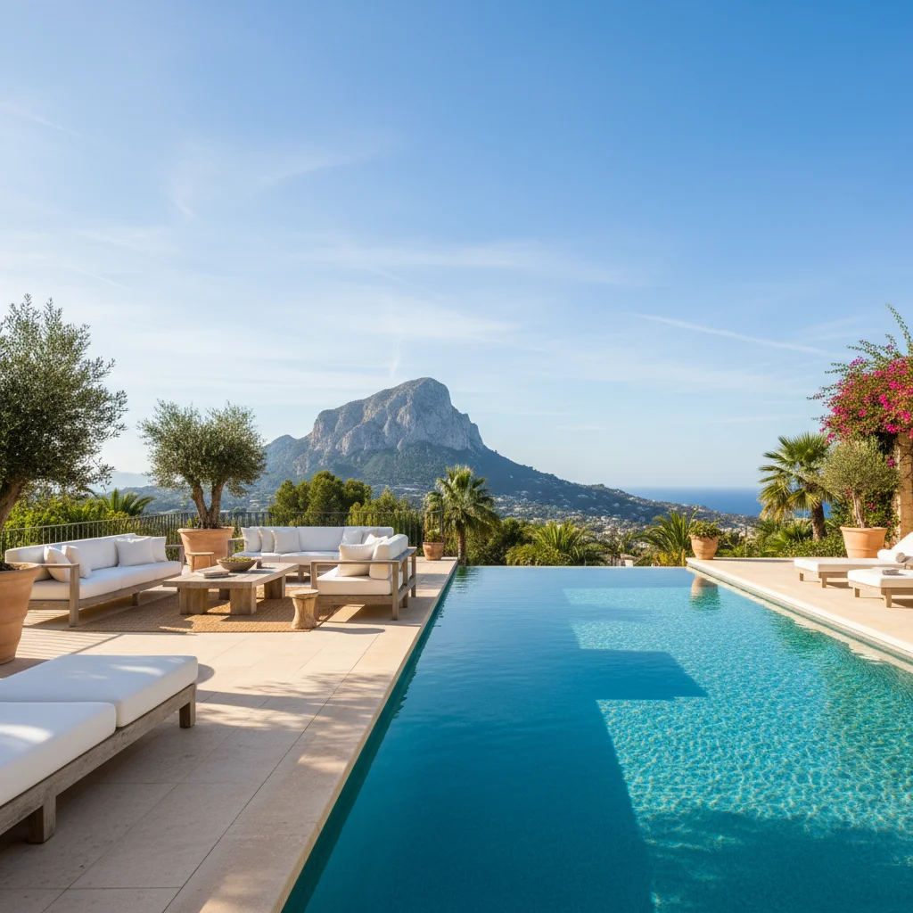 Instalación de piscinas en una terraza mediterránea en Jávea, Costa Blanca