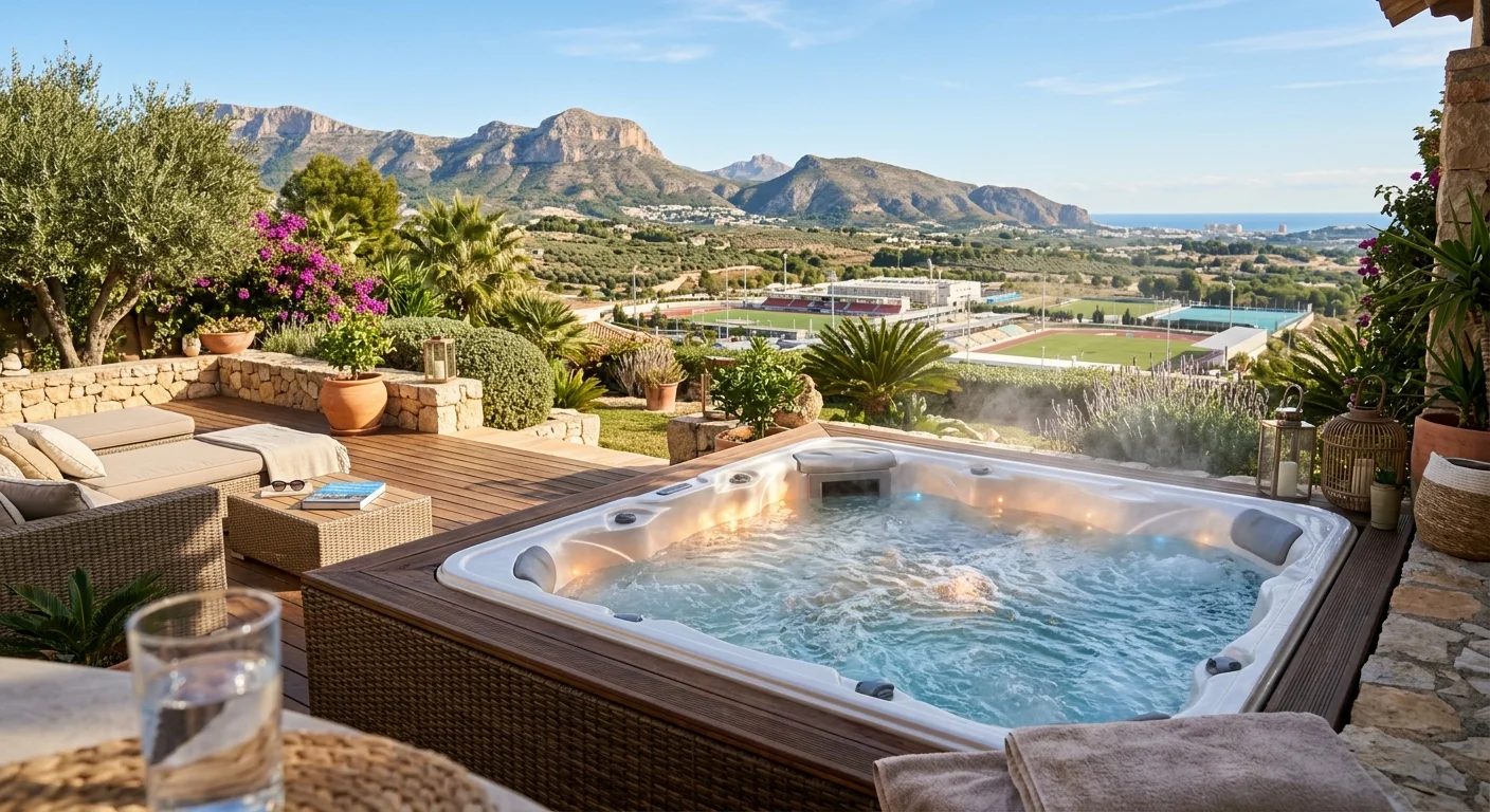 Instalación de jacuzzis y spas en una terraza mediterránea en La Nucía, Costa Blanca