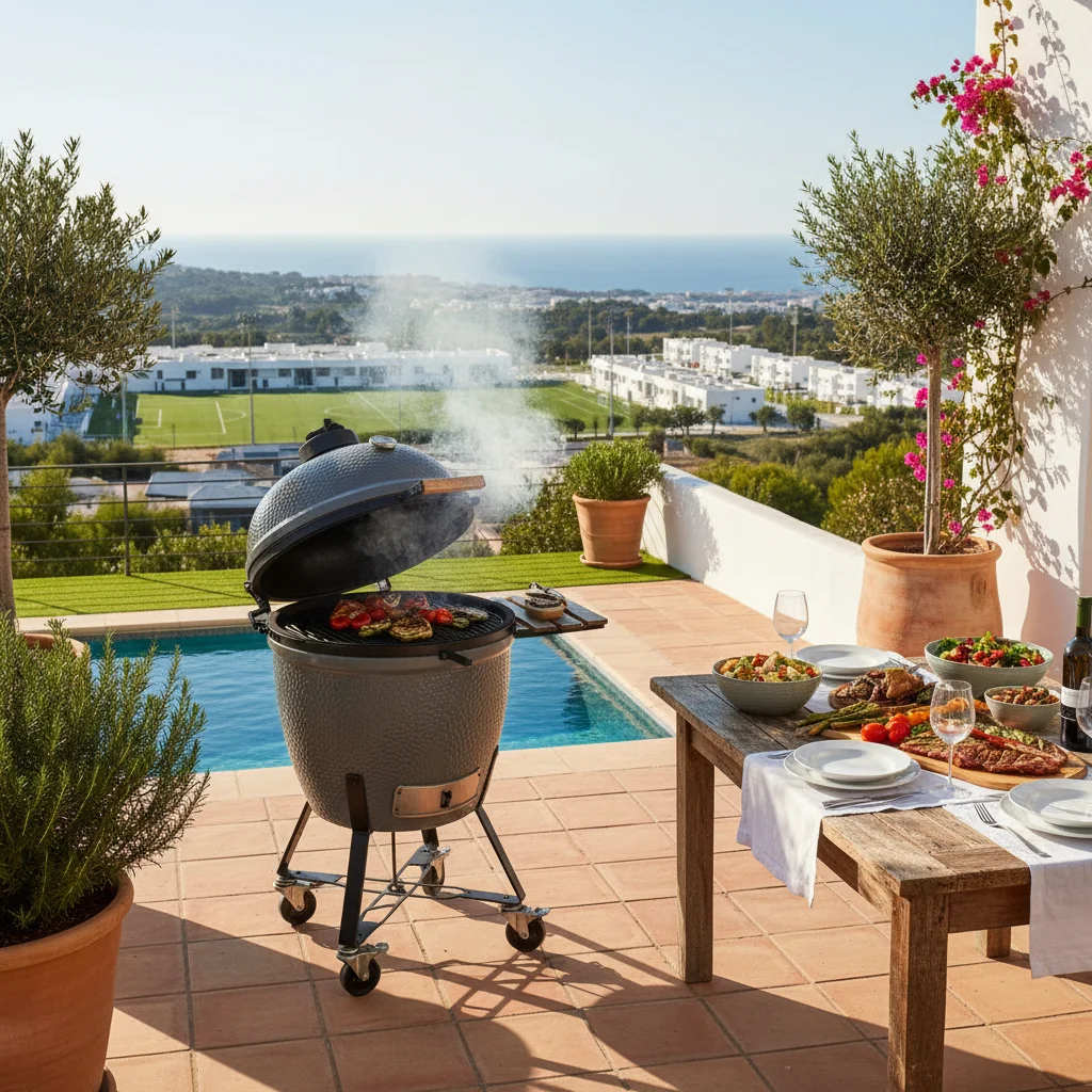 Kamado BBQs setup on a Mediterranean terrace in La Nucía, Costa Blanca