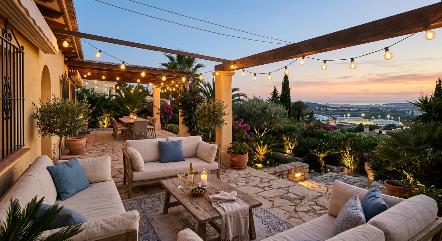Outdoor Lighting setup on a Mediterranean terrace in La Nucía, Costa Blanca
