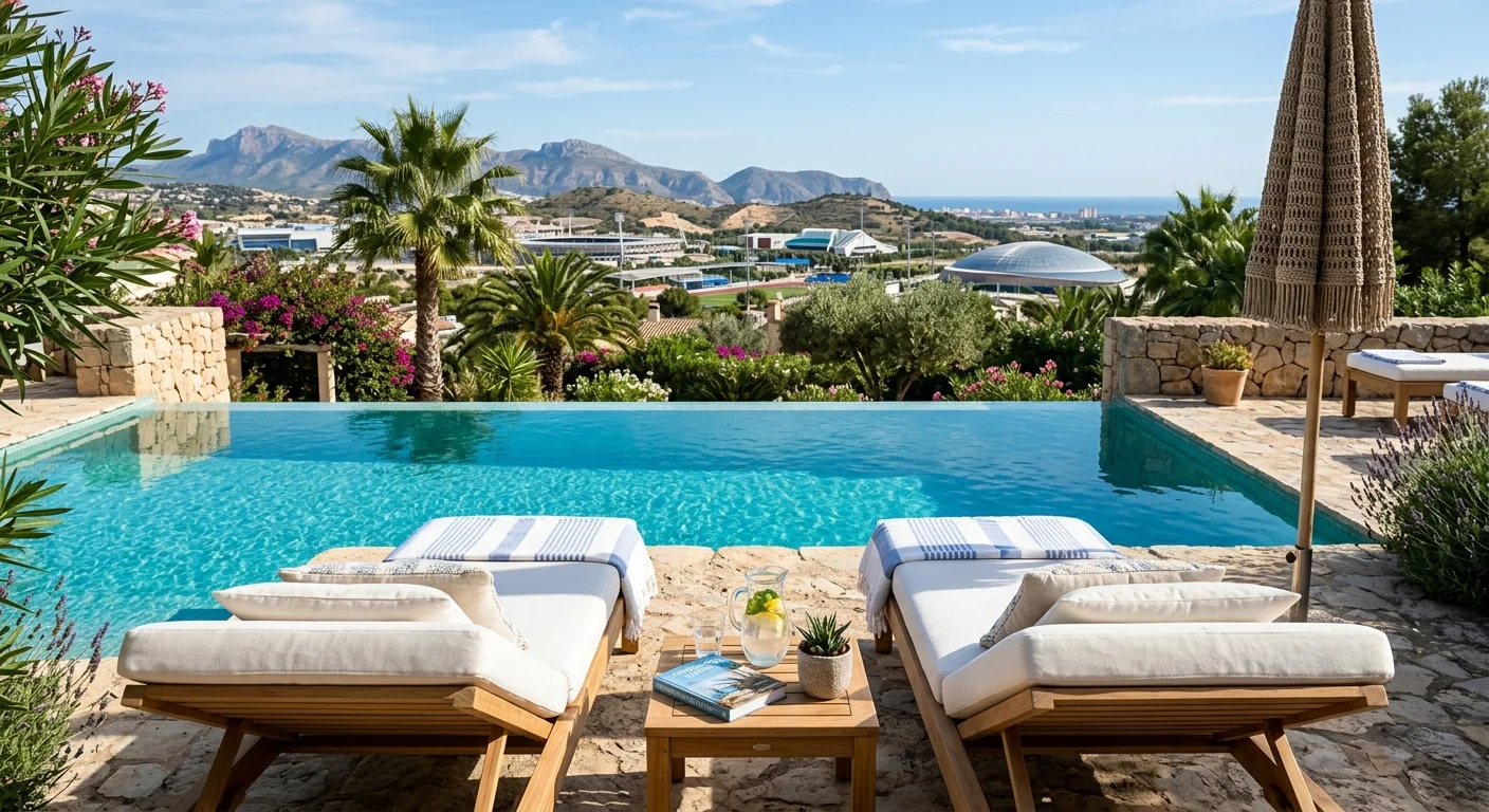 Sun Loungers & Daybeds setup on a Mediterranean terrace in La Nucía, Costa Blanca