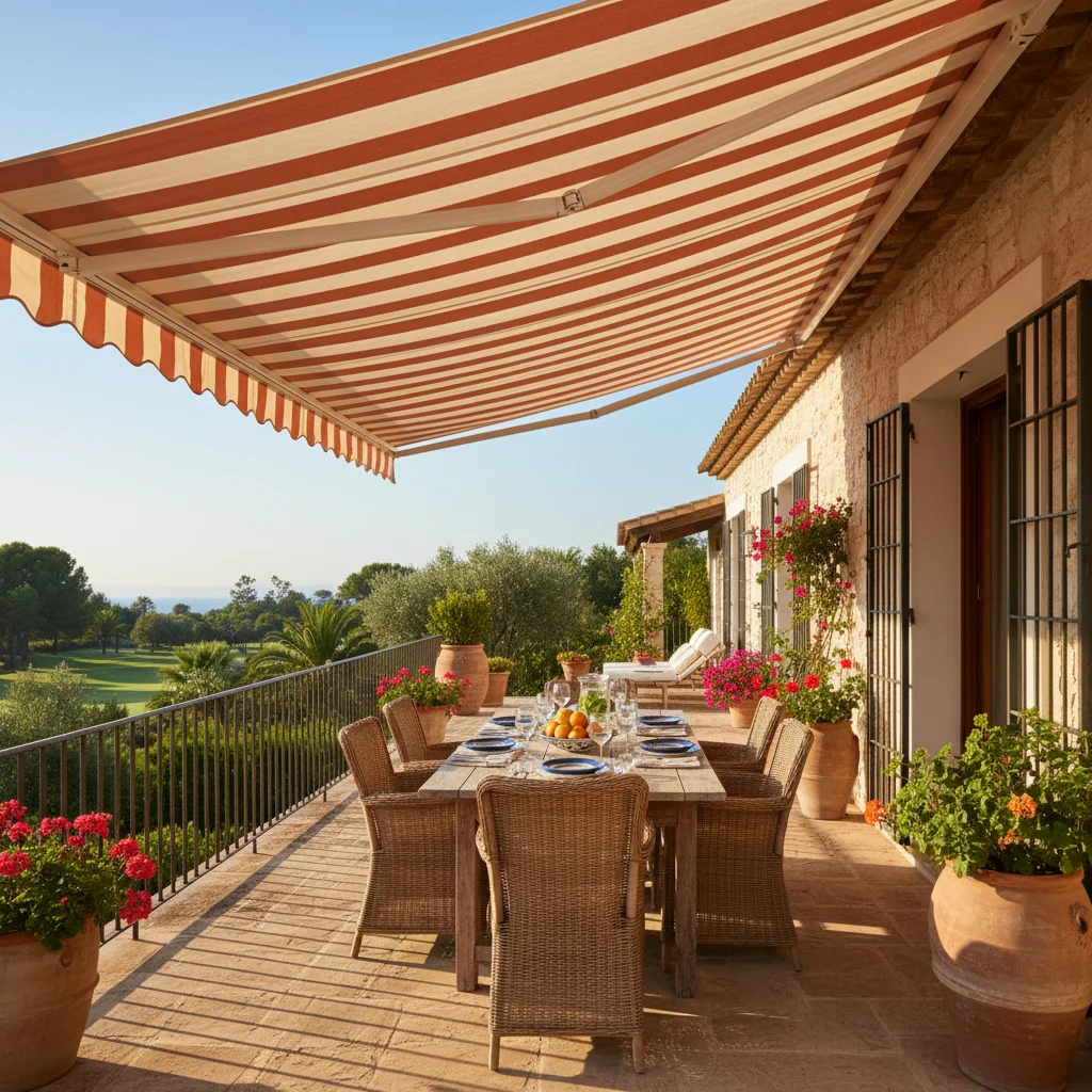 Instalación de toldos en una terraza mediterránea en Los Montesinos, Costa Blanca