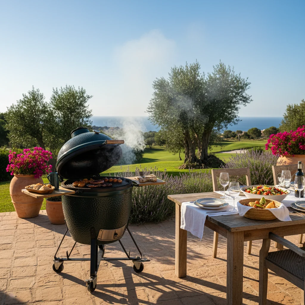 Kamado BBQs setup on a Mediterranean terrace in Los Montesinos, Costa Blanca